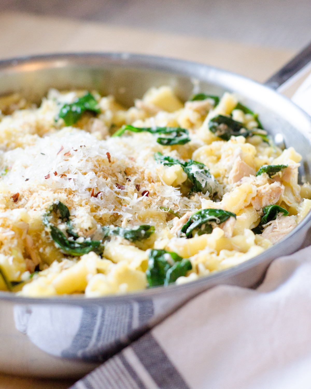 A tuna pasta recipe with spinach and lemon that's ready in about 20 minutes and is made mostly with pantry items. Light and flavorful, this is NOT your grandmother's tuna noodle casserole!