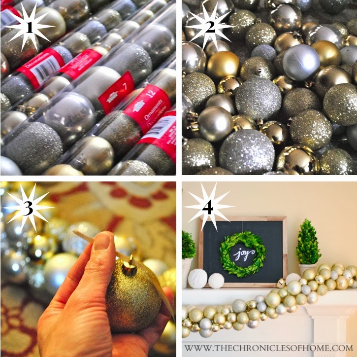 Easy DIY ornament garland from The Chronicles of Home