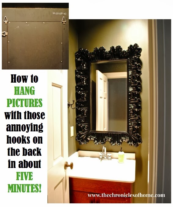 The Chronicles of Home: How to hang a picture with those annoying double hooks on the back IN FIVE MINUTES!