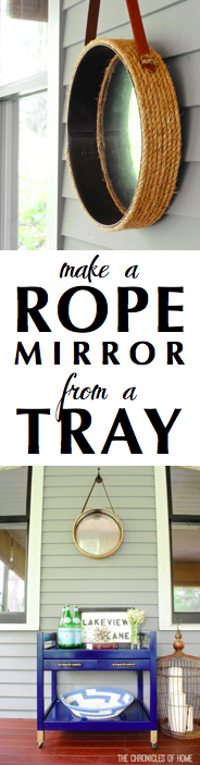 Make a DIY rope mirror from a round tray by The Chronicles of Home