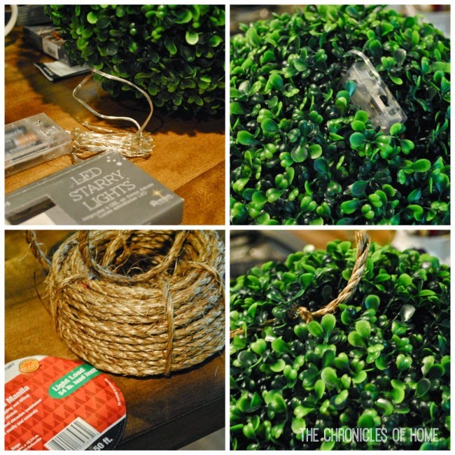DIY lighted boxwood pendants by The Chronicles of Home