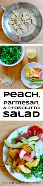 Peach, parmesan, prosciutto, and avocado salad - outrageously easy and delicious!