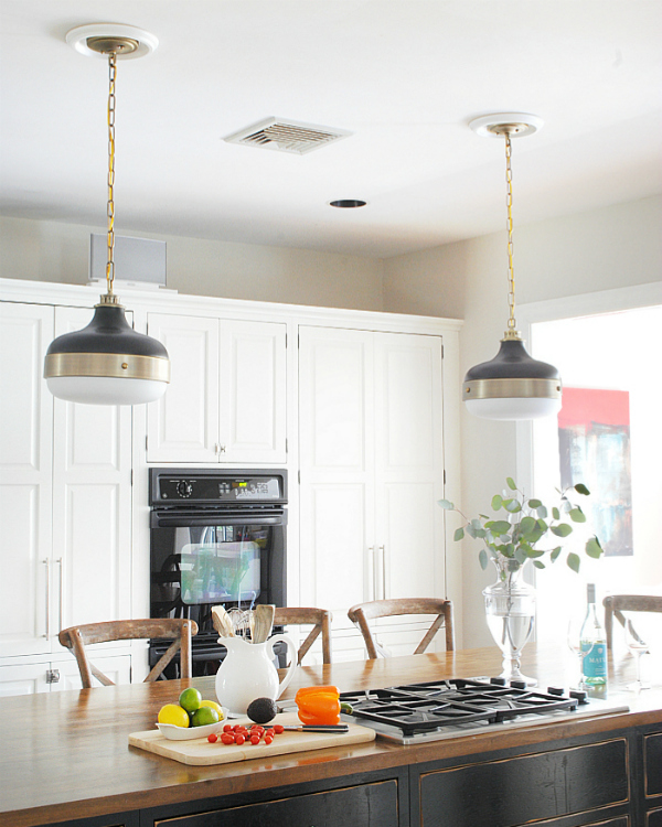 Feiss Cadence black and gold kitchen pendant light