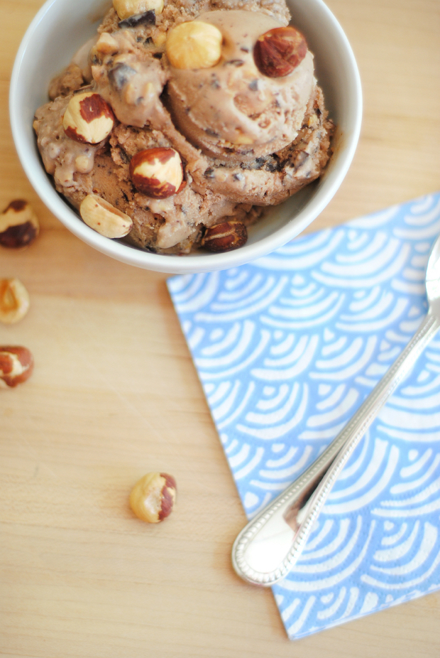 Homemade chocolate hazelnut gelato - amazingly delicious treat and so super easy to make! Like a bowl of frozen Nutella, only better. 