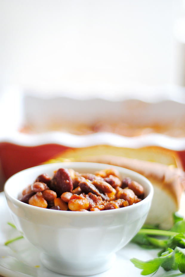Rich, creamy, sweet, salty, bacony homemade baked beans. The BEST baked beans. And a cinch to make.