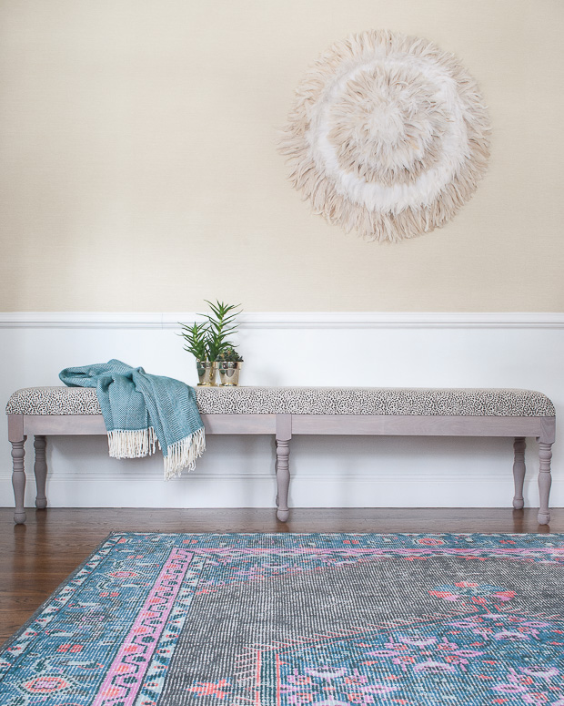 An easy-to-follow tutorial for building this gorgeous upholstered dining bench yourself! A DIY dining bench anyone can do.