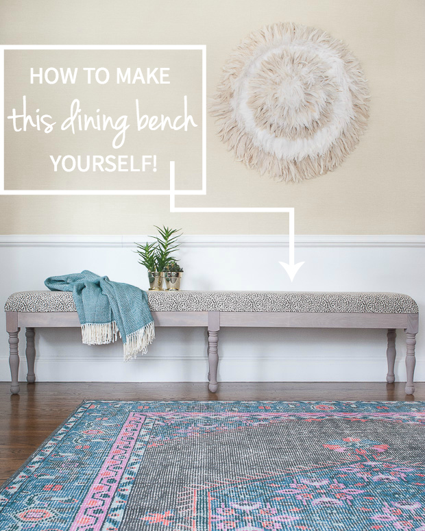 An easy-to-follow tutorial for building this gorgeous upholstered dining bench yourself! A DIY dining bench anyone can do.