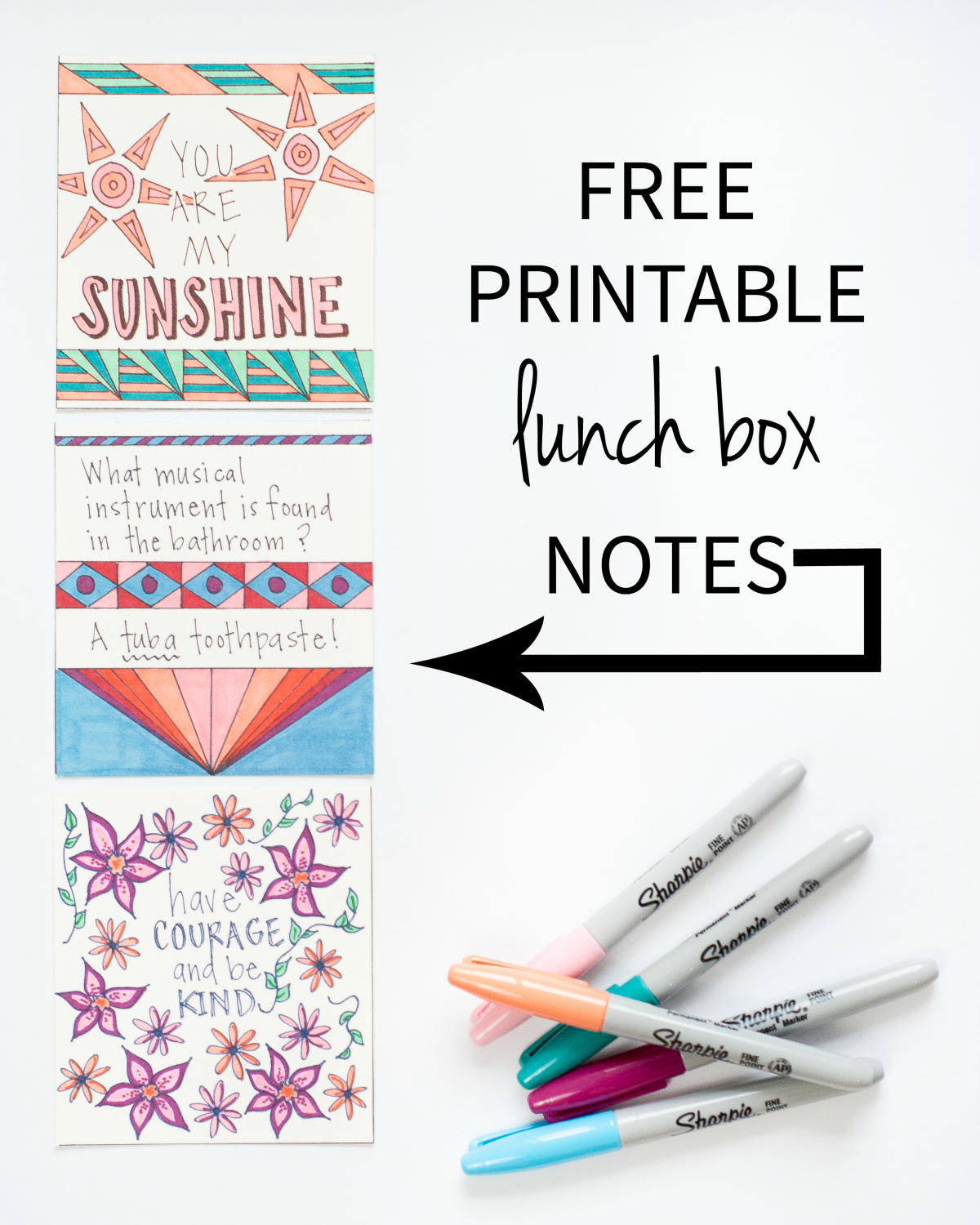 Free printable lunch notes that you can color in yourself. The jokes would be great for kids to color and include in party favor bags too!