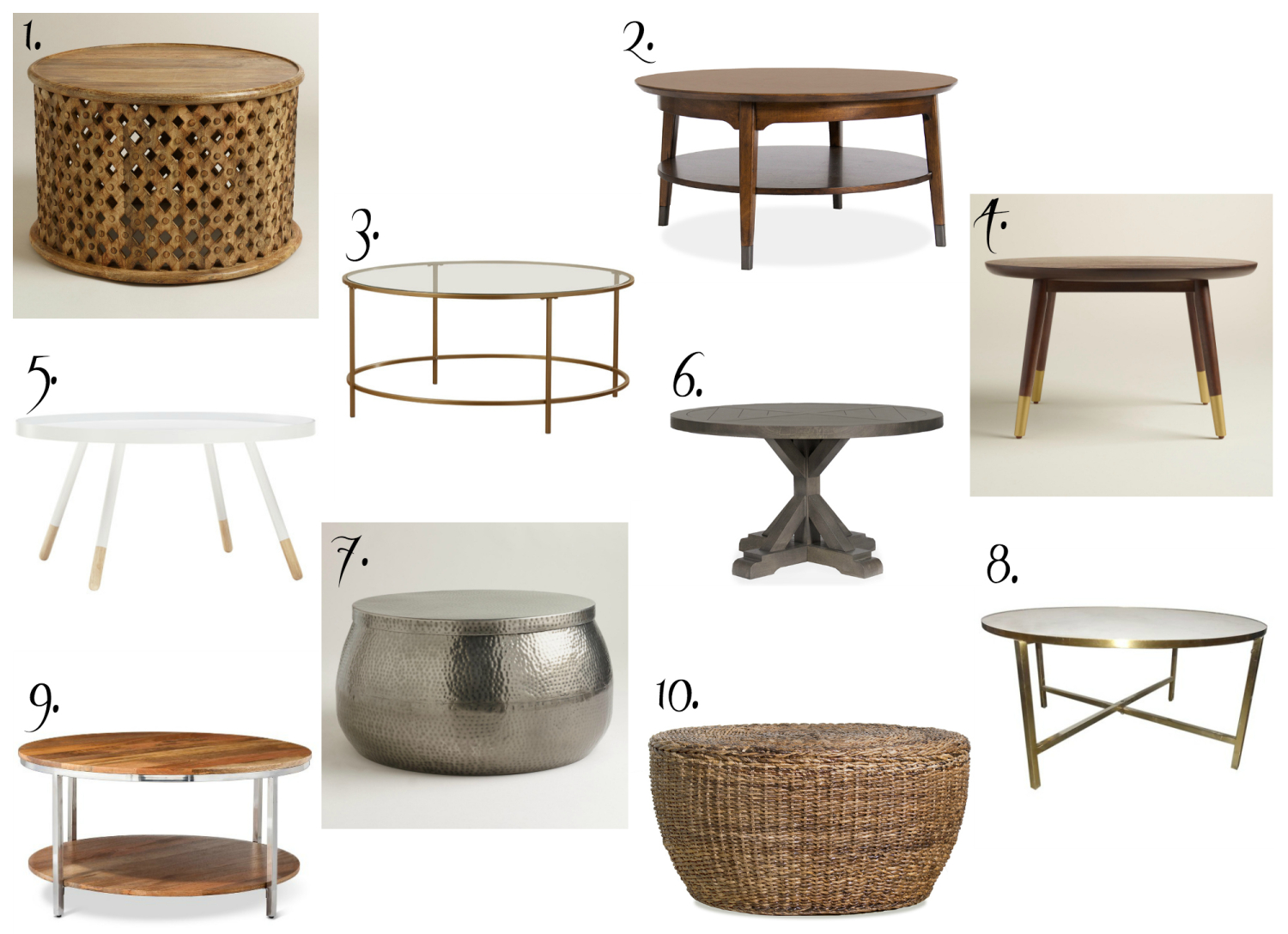 Ten affordable round coffee tables, all gorgeous and all under $300!