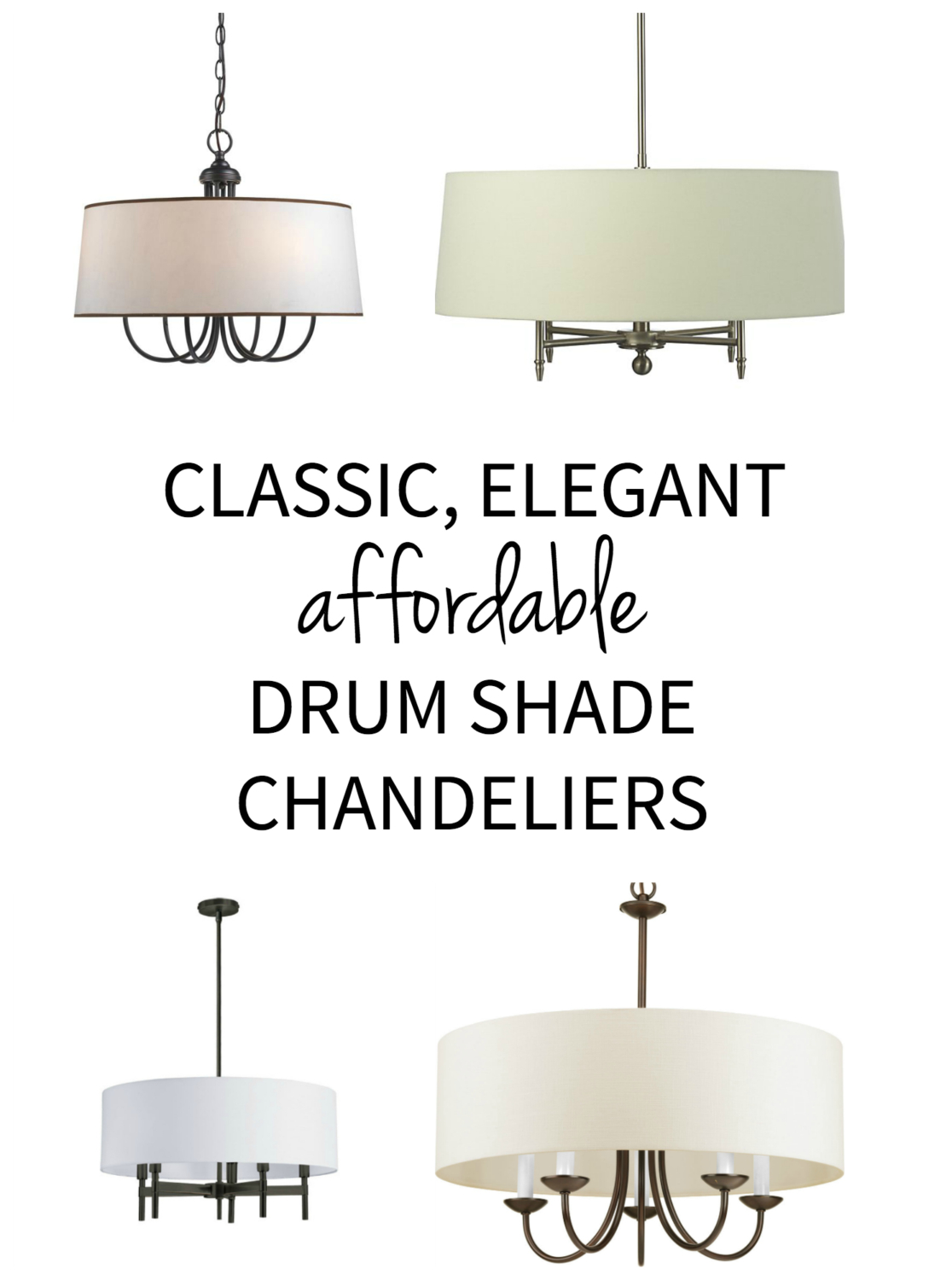 Classic, elegant lighting - drum shade chandelier pendants priced on a budget!