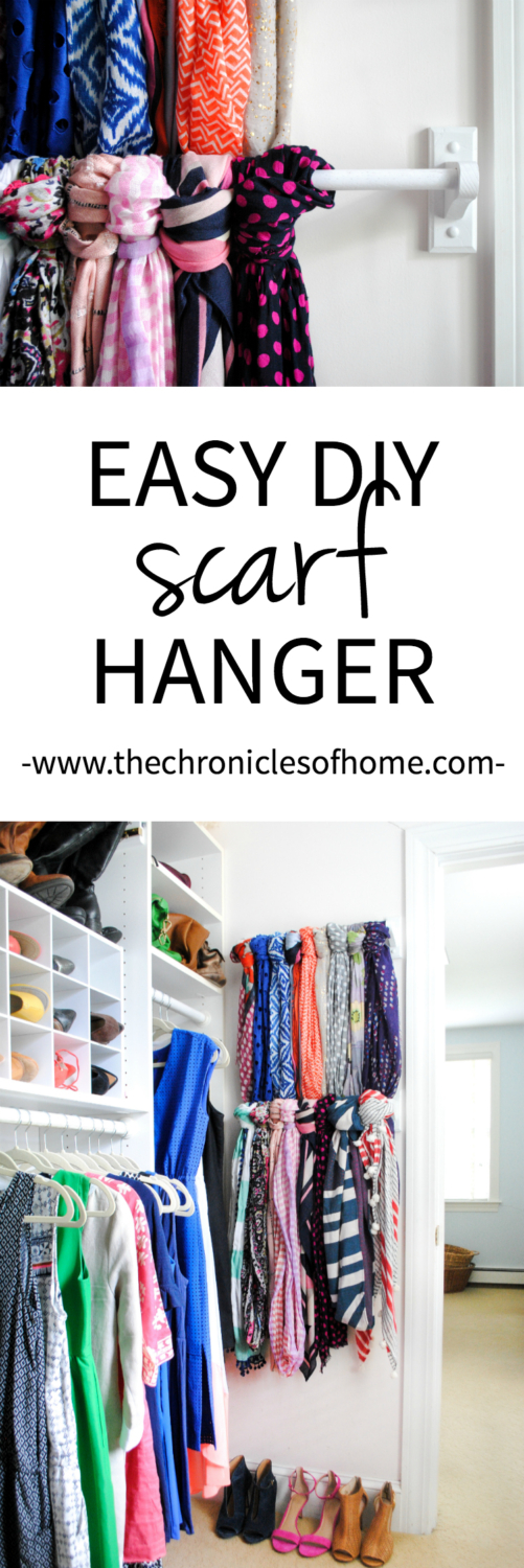 An easy and inexpensive scarf hanger using wooden towel bars