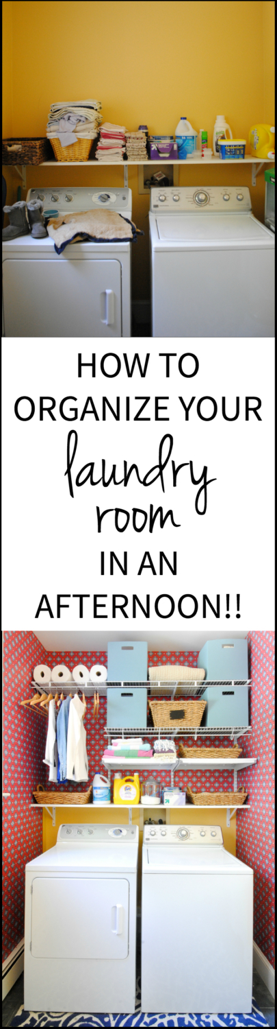 Beautifully organized laundry room - get all the details on how you can turn your laundry room from a mess to a dream in just one afternoon!
