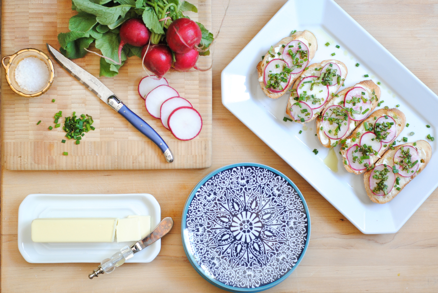 Herbed radish crostini - an easy, elegant, very French appetizer!