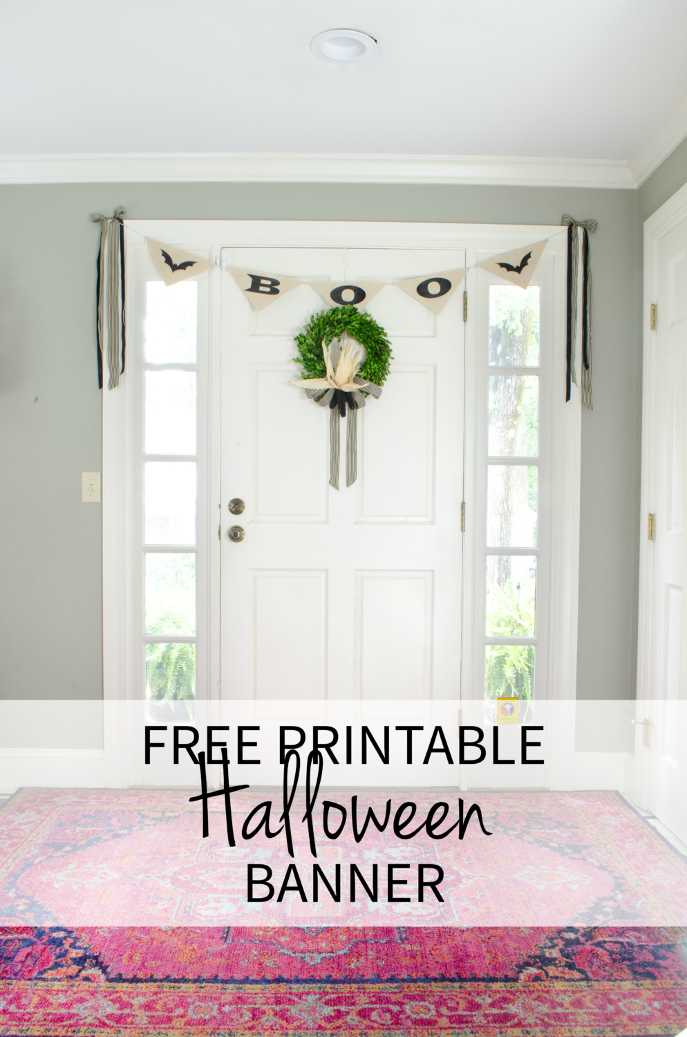 A simple Halloween banner you can print out at home for free - can't beat free Halloween decorations!