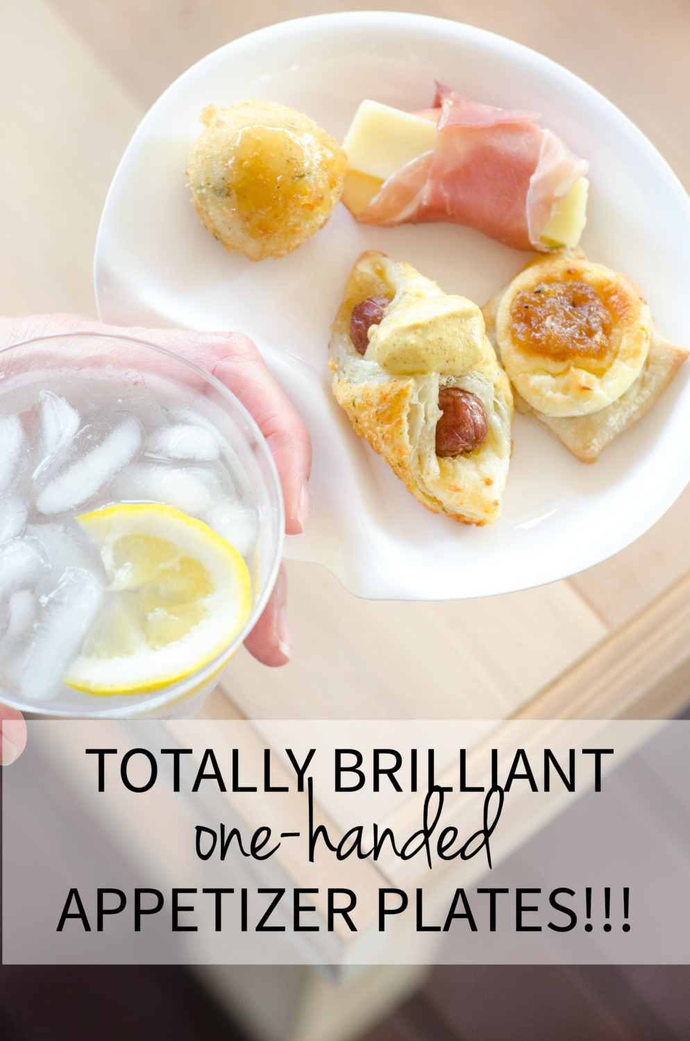 The most amazing thing to happen to your next cocktail party - appetizer plates that can be held in one hand with a drink, leaving you with a free hand for actually eating!! #ad