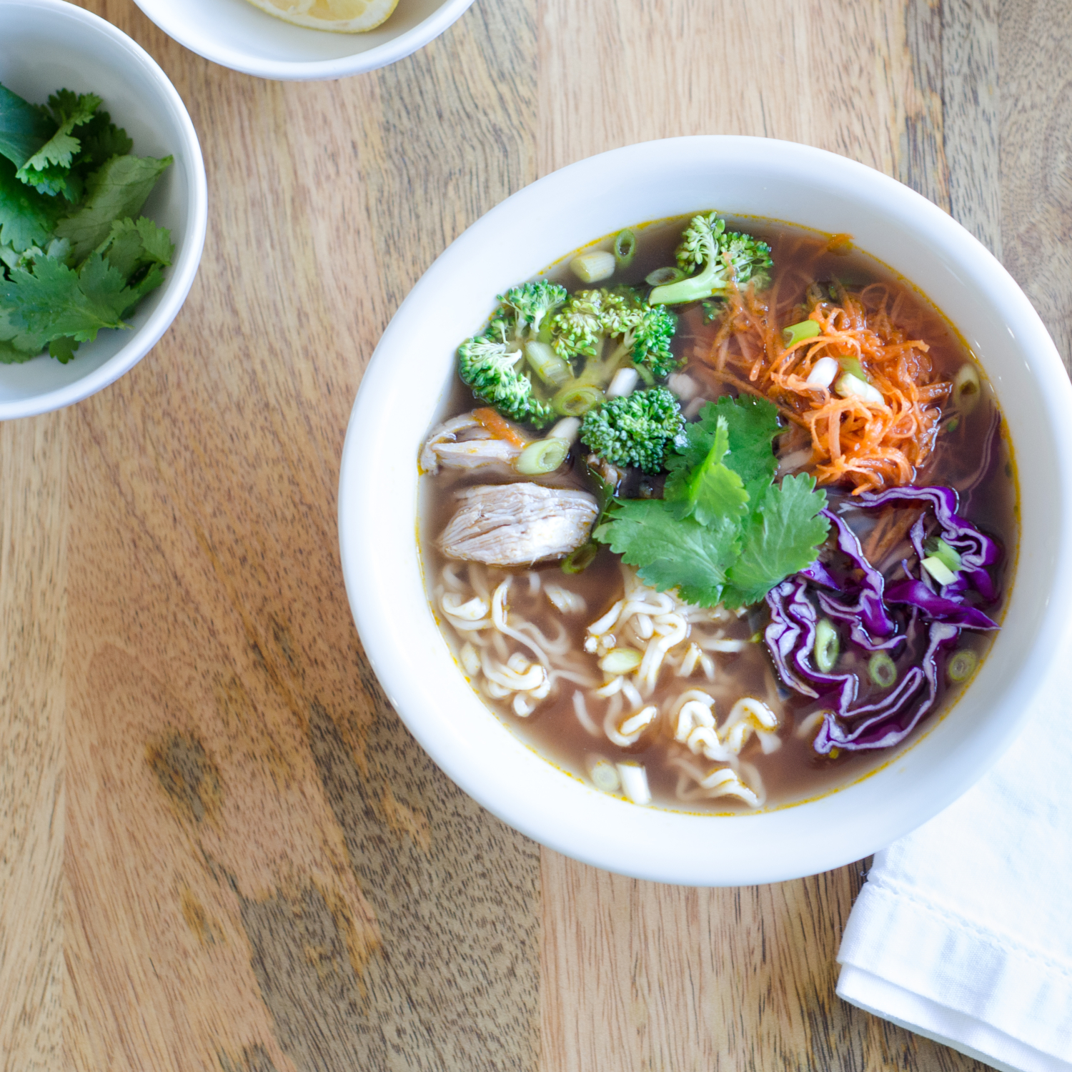 A super quick and easy asian broth bowl recipe (homemade ramen bowl) with amazing depth of flavor. Can be eaten as a Whole30 soup or Paleo soup too!