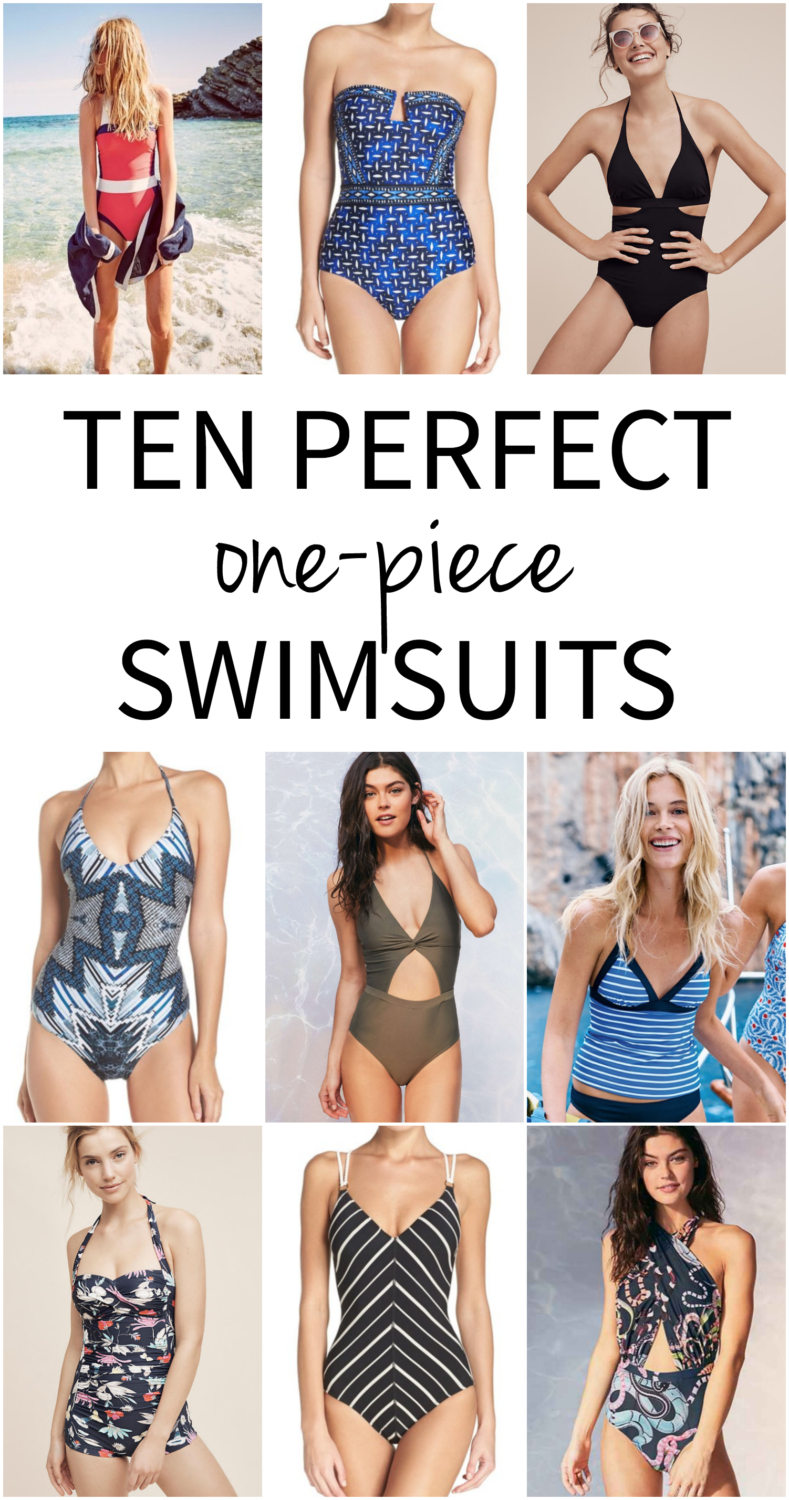 Ten perfect one piece swimsuits - cute, stylish, and pretty. Perfect for the young mom who wants a little more coverage but doesn't want to look matronly or like she's given up!