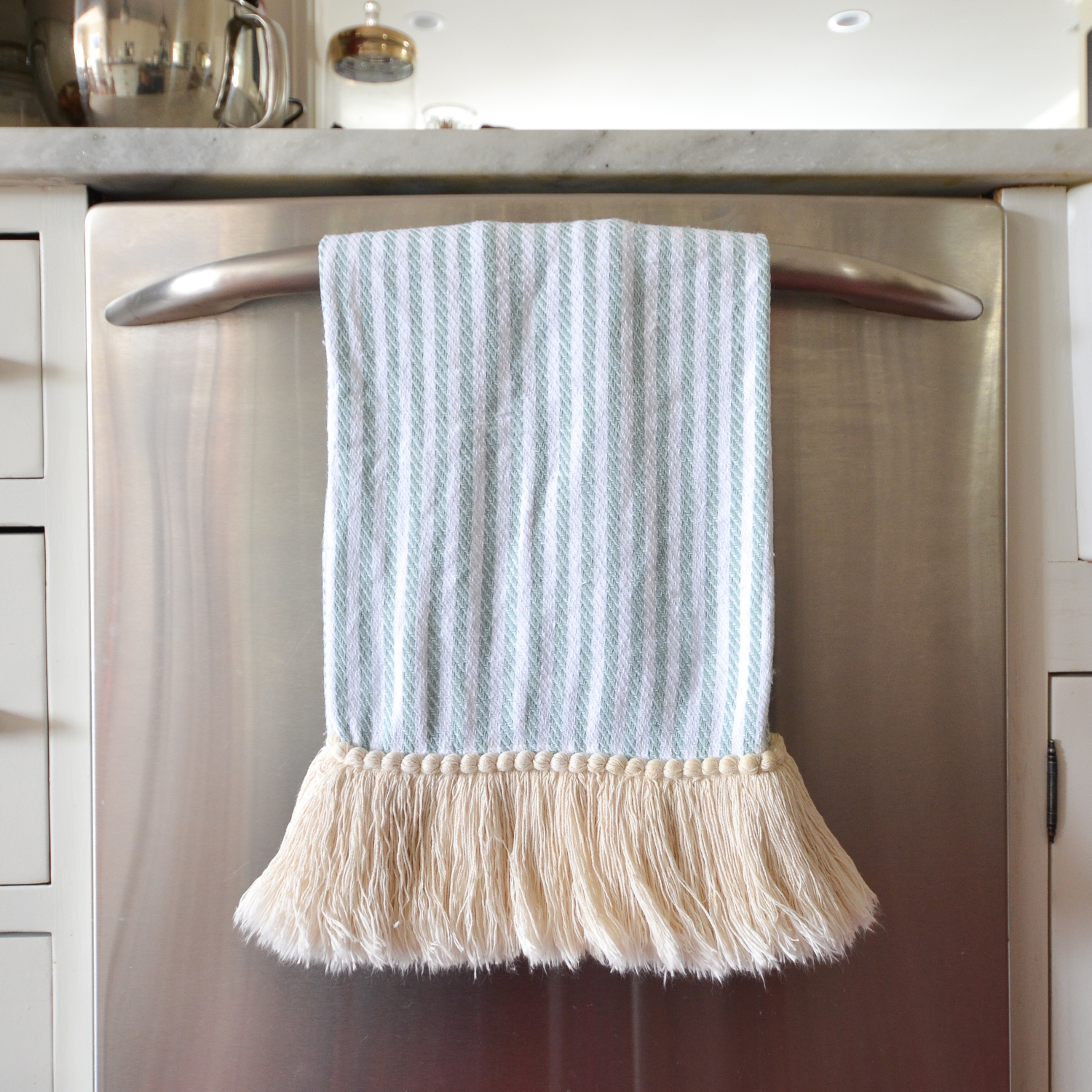 DIY fringe dishtowel