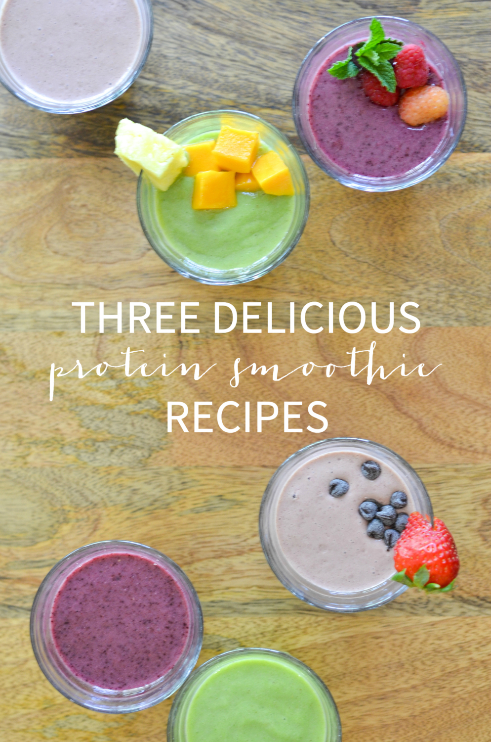 Three protein smoothie recipes that are packed full of protein, fiber, probiotics, vitamins, and minerals AND they taste amazing!