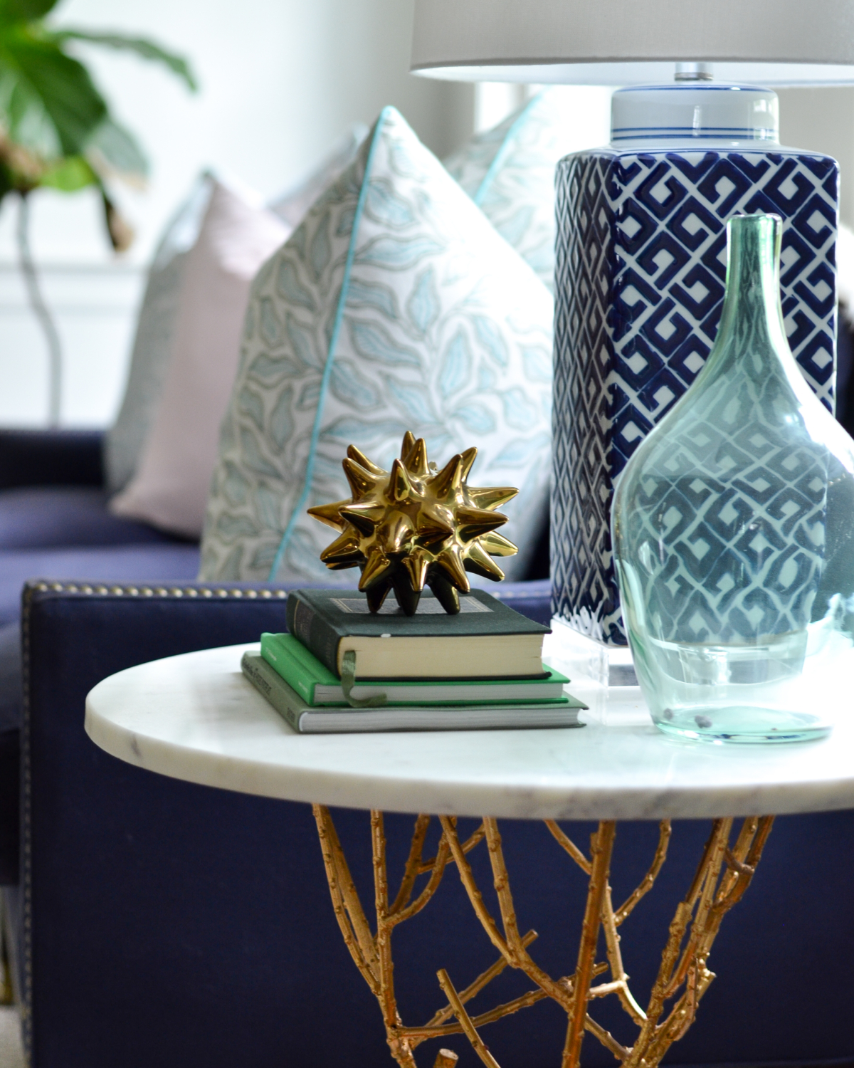 Brass and marble side table