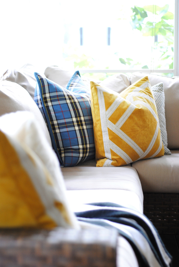 Fall mustard yellow pillows plus ten simple, easy fall decorating ideas you can bring into your home this season for perfect, subtle fall charm.