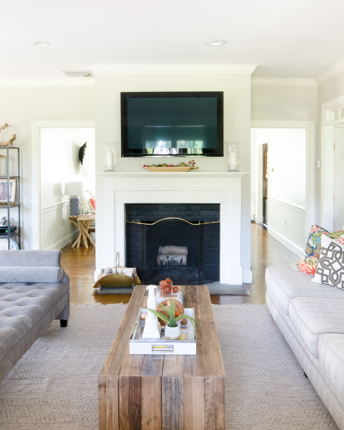 Mantle decorating under a TV