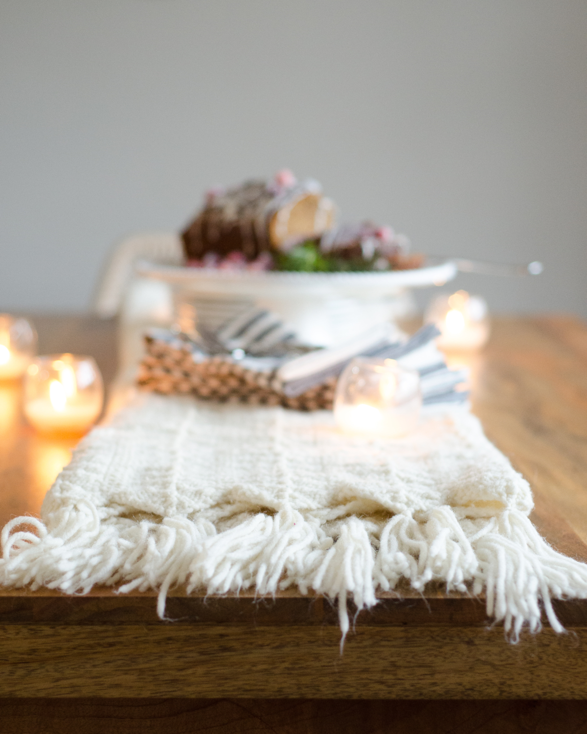 A simple and beautiful classic Christmas kitchen, with breakfast nook