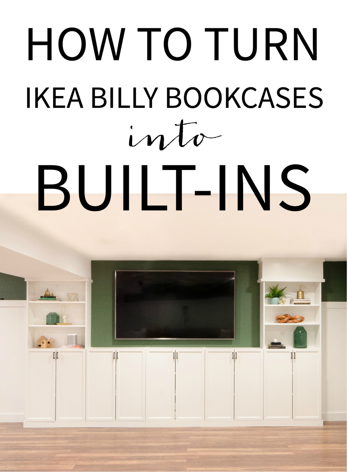 Free tutorial showing how to turn Ikea Billy bookcases into built ins. An easy and cost-effective way to get a high-end, custom look!