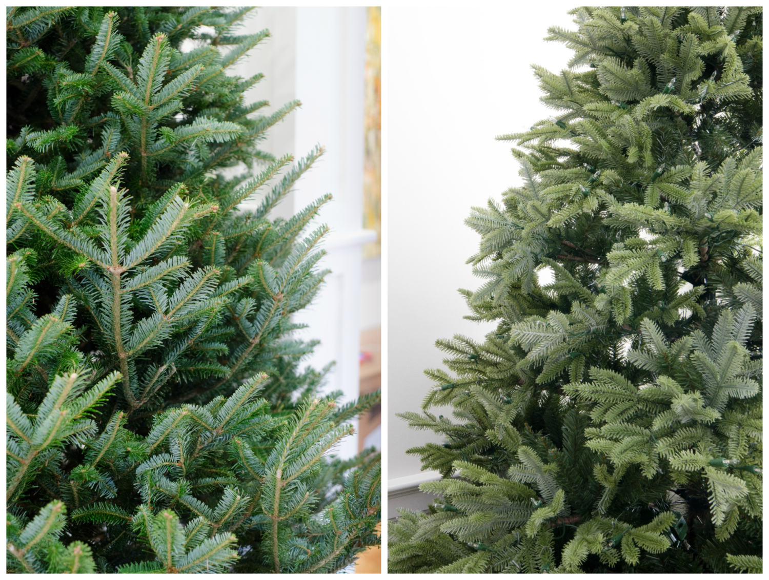 An honest side-by-side comparison of a real tree vs. a fake tree